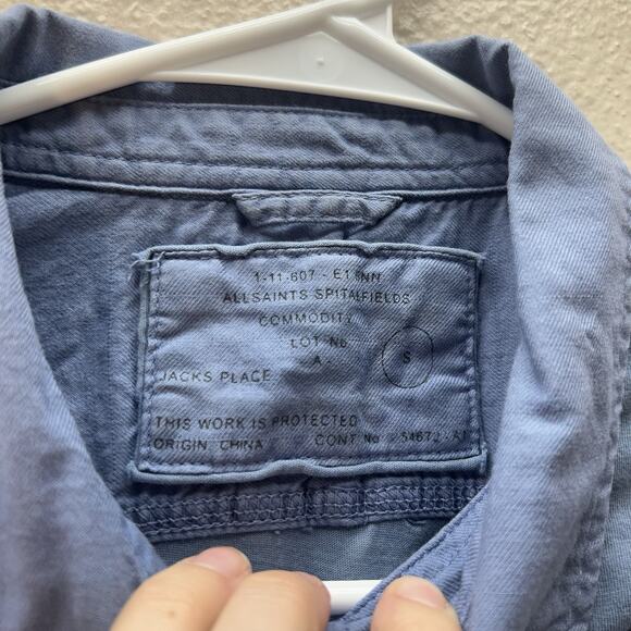 AllSaints Spitalfields Jacks Place Utility Polo Shirt Size S Pockets Henley - Picture 4 of 9